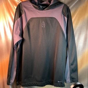 Nike‎ jersey hoodie 7. Black with dark gray stripe M 46” chest 209